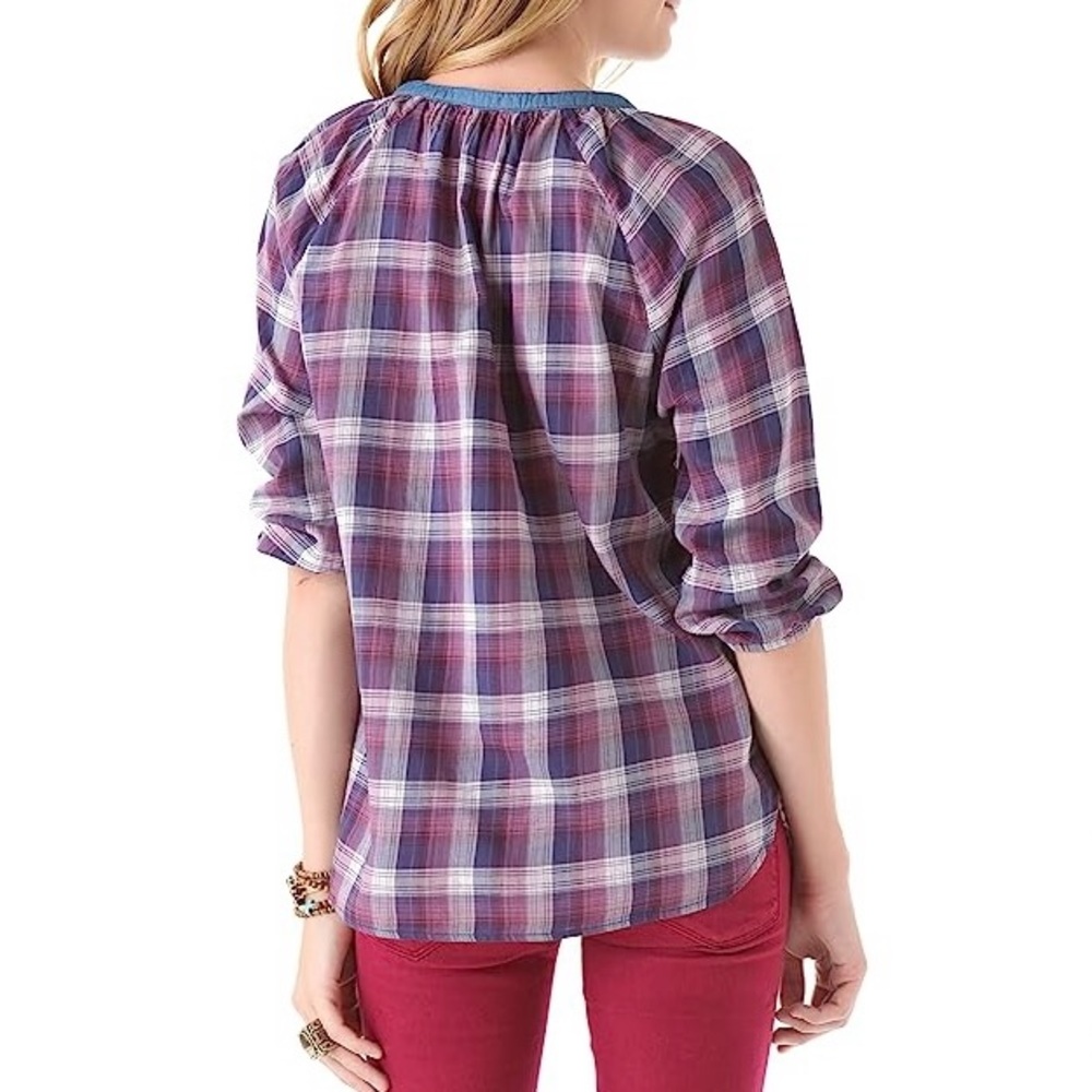 Masion Scotch  Pretty & Plaid 3/4 Sleeve Top. (M) - Picture 7 of 16